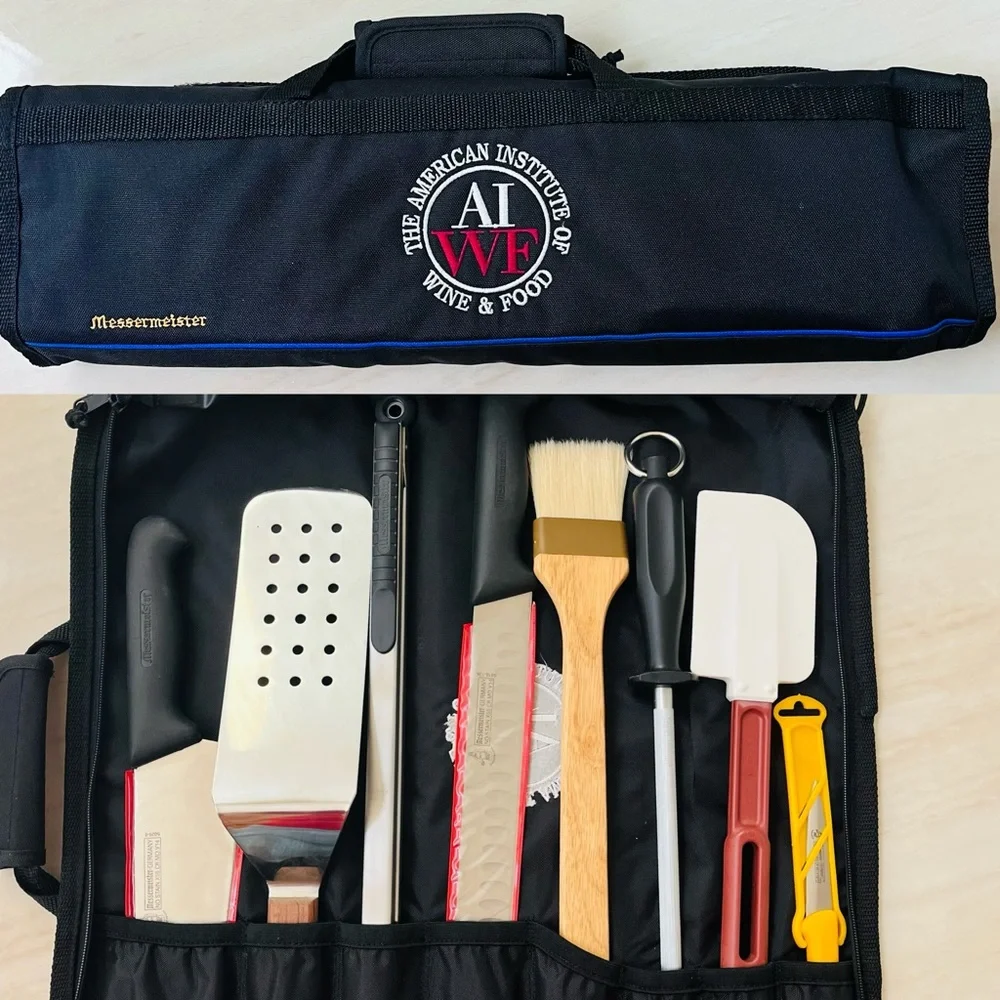 American Institute of Wine&Food Custom Chef Knives BBQ Roll Bag by Messermeister